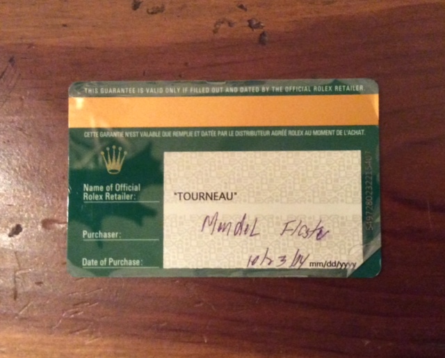 rolex warranty card for sale